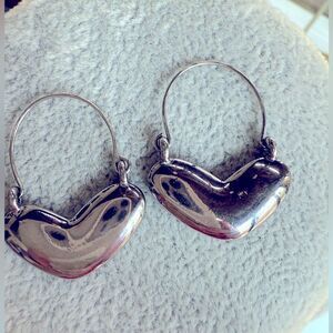 Sterling Silver Heart Earrings unmarked non magnetic have owned for over 30 yrs